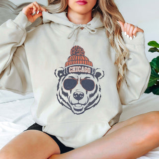 Bear With Chicago Beanie Graphic Hoodie