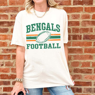 Plainfield East Bengals Football Stripes Comfort Colors Tee
