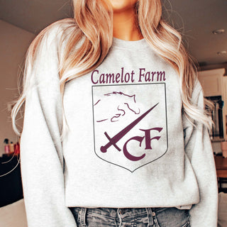 Camelot Farms Outlined Maroon Crest Bella Sweatshirt