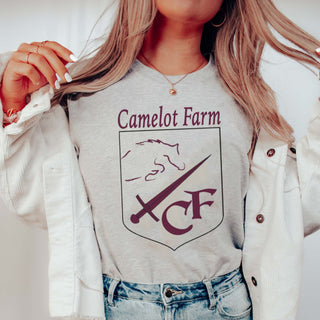 Camelot Farms Outline Maroon Crest Tee