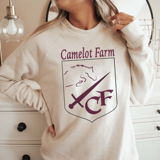 Camelot Farms Outlined Maroon Crest Bella Sweatshirt