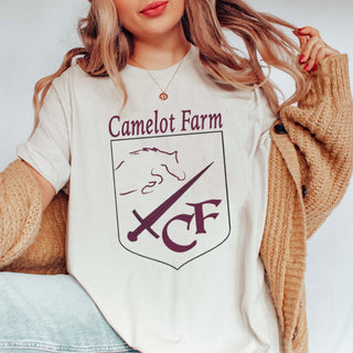 Camelot Farms Outline Maroon Crest Tee