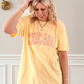 Chicago Heart Pattern Comfort Color Graphic Tee
