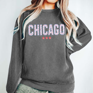 Chicago Plaid Graphic Comfort Color Sweatshirt
