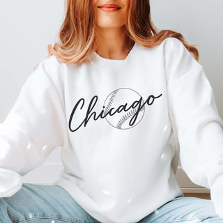 Chicago Script With Ball Black & Silver Graphic Sweatshirt