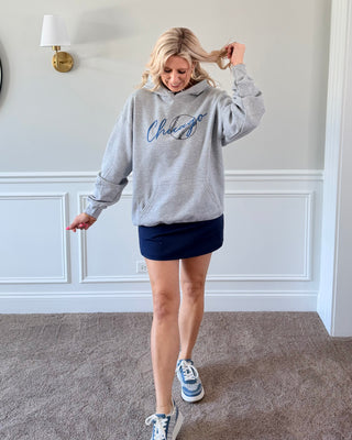 Chicago Script With Baseball Graphic Hoodie