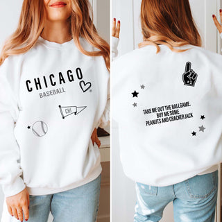 Chicago Baseball Collage Graphic Sweatshirt Black/Silver – Front & Back Print