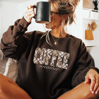 Coffee Weather Plaid Graphic Sweatshirt