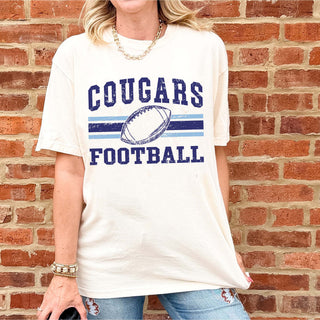 Plainfield South Cougars Football Stripes Comfort Colors Tee