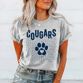 Cougars Repeat with Heart Paw Short & Long Sleeve - Hunt Club Elementary