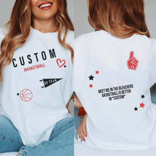 Custom Basketball Collage Comfort Color Graphic Tee With Front And Back Design