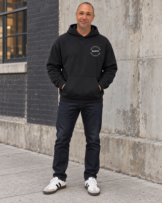 Boutique Hub Black Graphic Hoodie Front Back