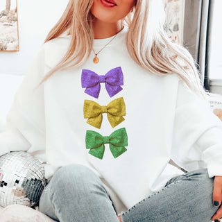 Glitter Mardi Gras Bows Graphic Sweatshirt