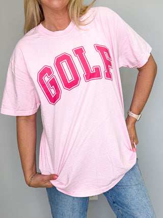 Golf Pink Collegiate Comfort Color Graphic Tee