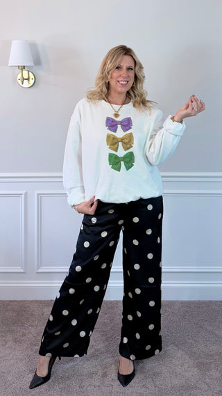 Glitter Mardi Gras Bows Graphic Sweatshirt