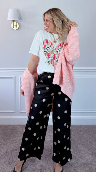 Gold Lined Heart With Leopard Bow Comfort Color Tee