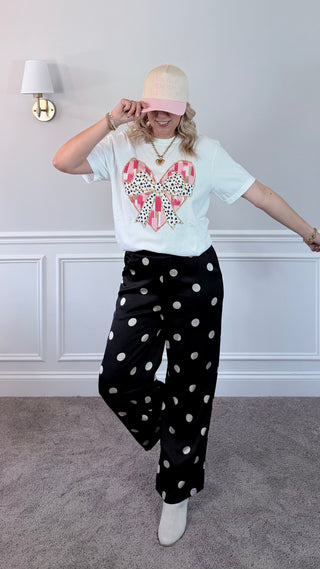 Gold Lined Heart With Leopard Bow Comfort Color Tee