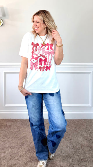 Valentine Bow Collage Comfort Color Tee
