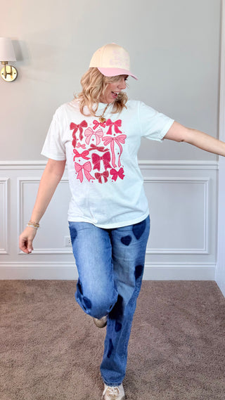Valentine Bow Collage Comfort Color Tee