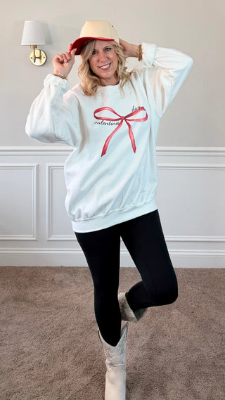 Valentine's Day Red Bow Graphic Sweatshirt