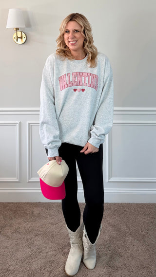 Valentine Collegiate Hearts Crew Sweatshirt