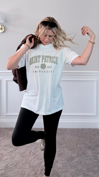 Saint Patrick University Tee With Front And Back Design