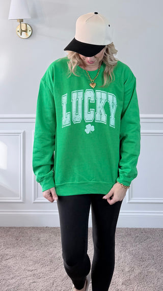 Varsity Letter Lucky Shamrock Crew Sweatshirt