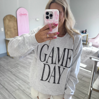 Game Day Vintage Print Ash Graphic Sweatshirt