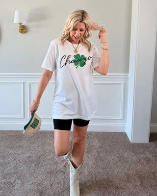 Chicago Script With Shamrock Bella Graphic Tee