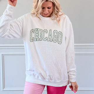 Chicago Green Polka Dots Comfort Colors Crew Sweatshirt
