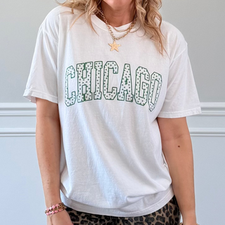 Chicago Shamrock Pattern Comfort Color Graphic Tee