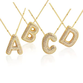 Balloon Bubble Letter 18 K Gold Initial Necklace