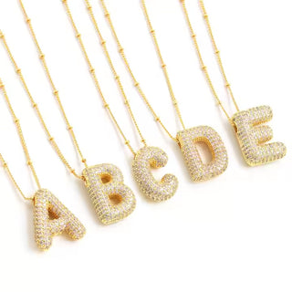 Balloon Bubble Letter 18 K Gold Initial Necklace