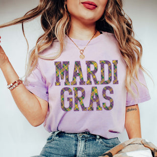 Mardi Gras Plaid Comfort Color Tee