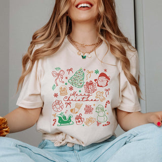 Merry Christmas Collage Bella Graphic Tee