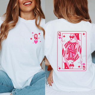 Queen Of Hearts Graphic Comfort Color Tee Front & Back Design
