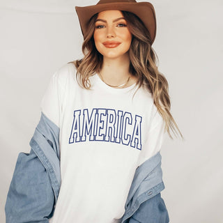 America Blue Varsity Bella Graphic Tee - Limeberry Designs