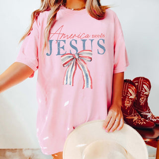 America Needs Jesus Comfort Color Tee - Limeberry Designs