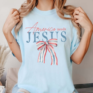 America Needs Jesus Comfort Color Tee - Limeberry Designs