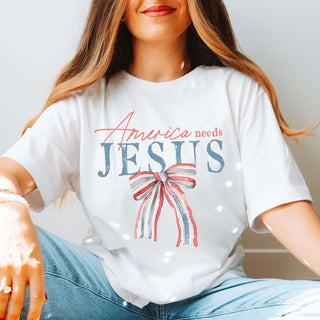 America Needs Jesus Comfort Color Tee - Limeberry Designs