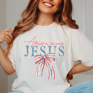 America Needs Jesus Comfort Color Tee - Limeberry Designs