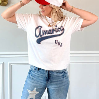 America Script Graphic Comfort Color Tee - Limeberry Designs