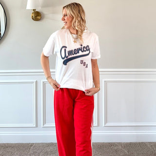 America Script Graphic Comfort Color Tee - Limeberry Designs