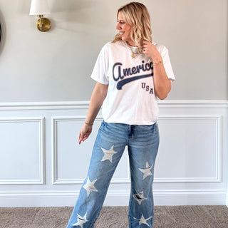 America Script Graphic Comfort Color Tee - Limeberry Designs