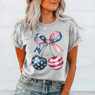 American Flag Cherries Bella Graphic Tee - Limeberry Designs