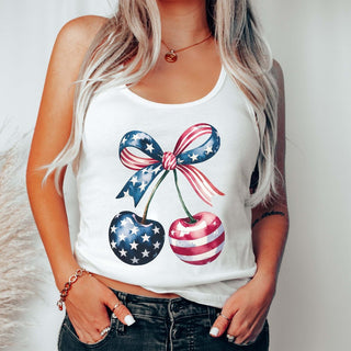 American Flag Cherries Graphic Tank - Limeberry Designs