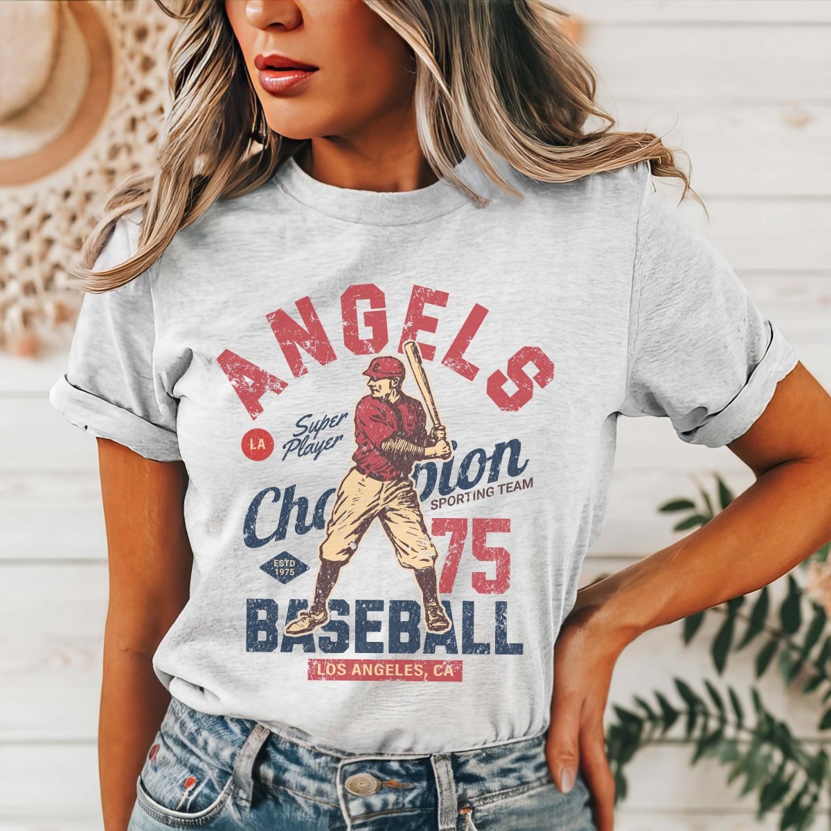 Angels Vintage Baseball Team Wholesale Tee - Quick Shipping - Limeberry Designs
