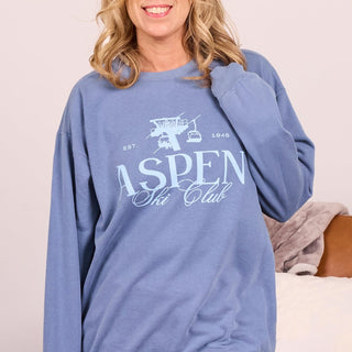 Aspen Ski Club Comfort Colors Wholesale Crew Sweatshirt - Fast Shipping - Limeberry Designs