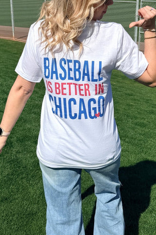 Baseball Is Better In Chicago Blue & Red, Front & Back Design Bella Graphic Tee - Limeberry Designs