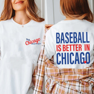 Baseball Is Better In Chicago Blue & Red, Front & Back Design Bella Graphic Tee - Limeberry Designs
